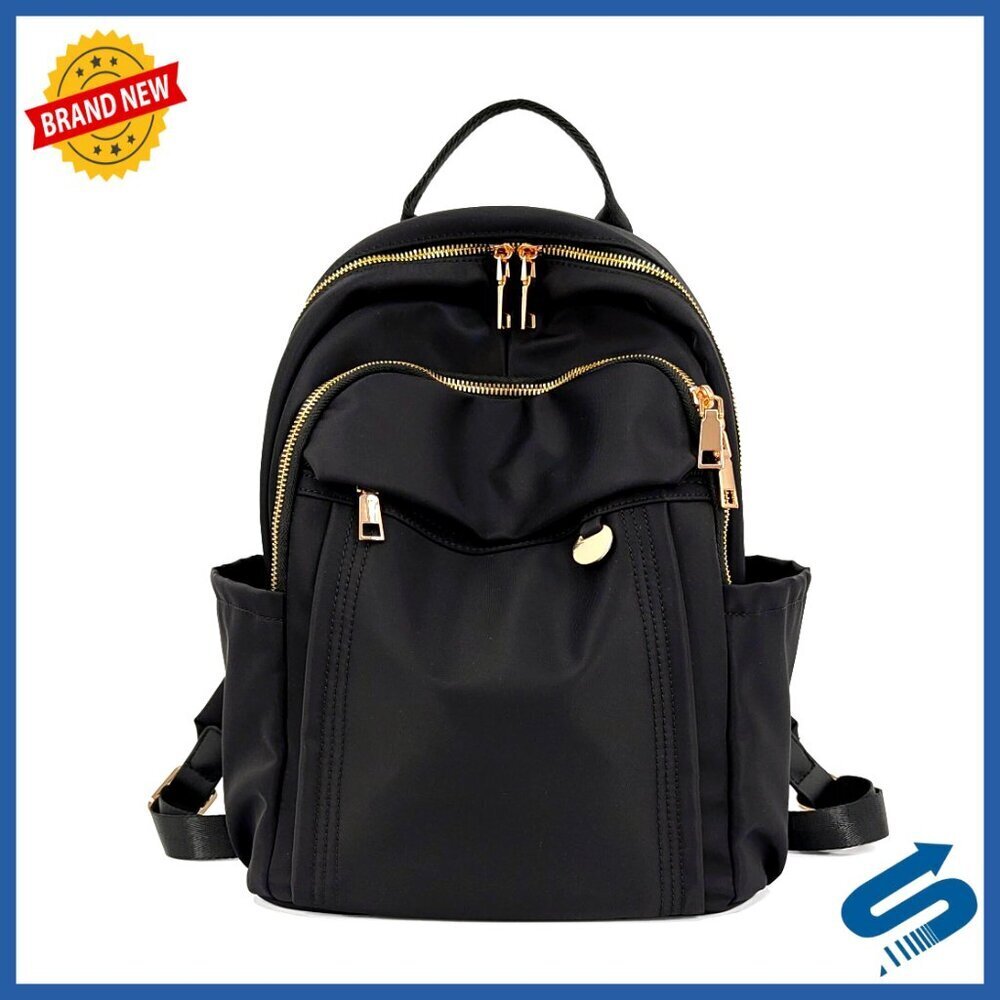 Compact Fashion Backpack Purse Minimalist Chic Lightweight Daypack Gold Hardware